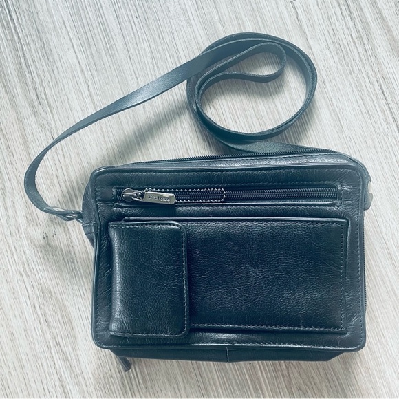 VISIONE CROSSBODY BLACK LEATHER WOMEN VINTAGE BAG - Picture 2 of 8